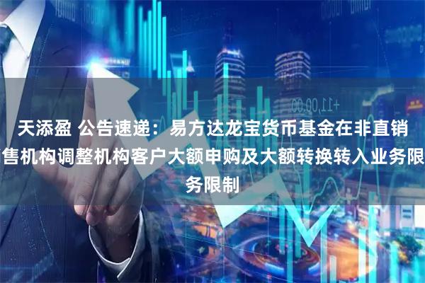 天添盈 公告速递：易方达龙宝货币基金在非直销销售机构调整机构客户大额申购及大额转换转入业务限制