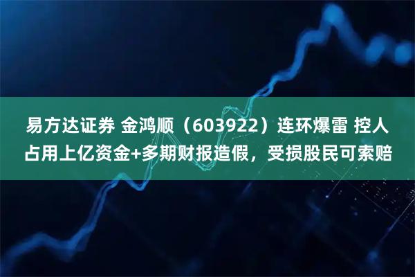 易方达证券 金鸿顺（603922）连环爆雷 控人占用上亿资金+多期财报造假，受损股民可索赔